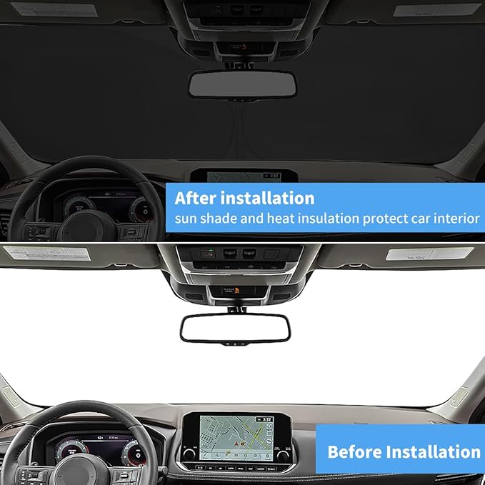 Windshield Sun Shade for Nissan Rogue 3rd Gen Accessories Window Sunshade Fit 2026 2025 2024 2023 2022 2021 Nissan Rogue(Not for Rogue Sport) Front Window Shade Sun Visor Blocks UV Keep Car Cooler