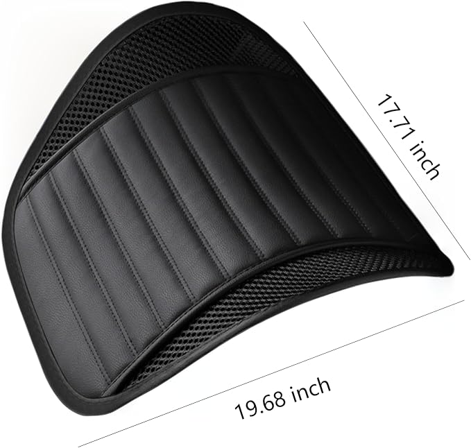 Premium Car Interior Back Support - Versatile Lumbar Cushion for Driver Seat with Breathable Fabric and Adjustable Strap. (1, Black)