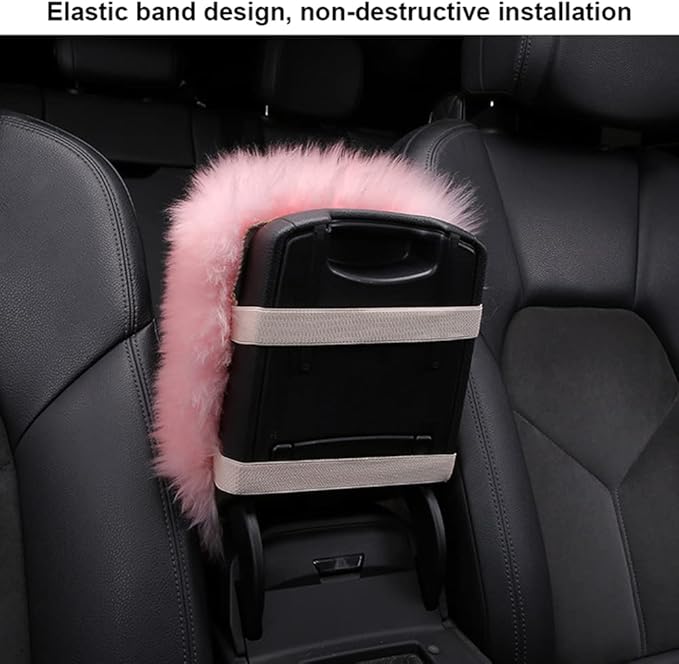 Center Console Cushion Pad Armrest Pad, Furry Armrest Cover, Car Interior Accessories, Blue