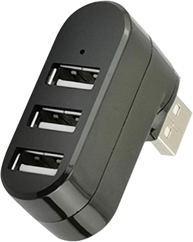 USB 3 Port Splitter, Mini USB Hub, USB 3 Port Compact Portable Rotatable HUB, USB Hub Dock [90°/180° Degree Rotatable] for Flash Drive Mobile HDD PC Laptop Notebook and More - Black