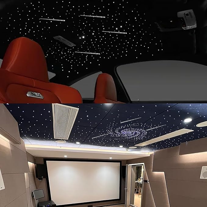 AKEPO Small Size 16W Twinkle Meteor APP Fiber Optic Light Kits, Shooting Star+RGBW Music Activated 550pcs 0.03in/0.75mm 9.8ft/3m Optical Fiber Star Ceiling Light Kit for Car Starlight Headliner/Home