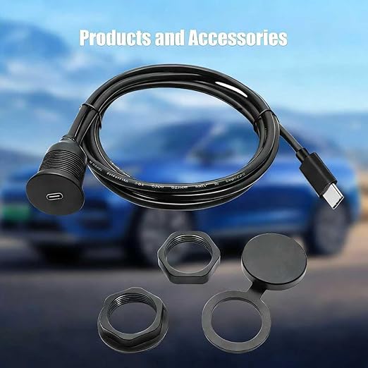 Single Port USB C 3.0 Male to USB C 3.0 Female Extension Cable,Flush Mount Waterproof Panel Cable for Car,Truck,Boat,Motorcycle Dashboard 3.3ft