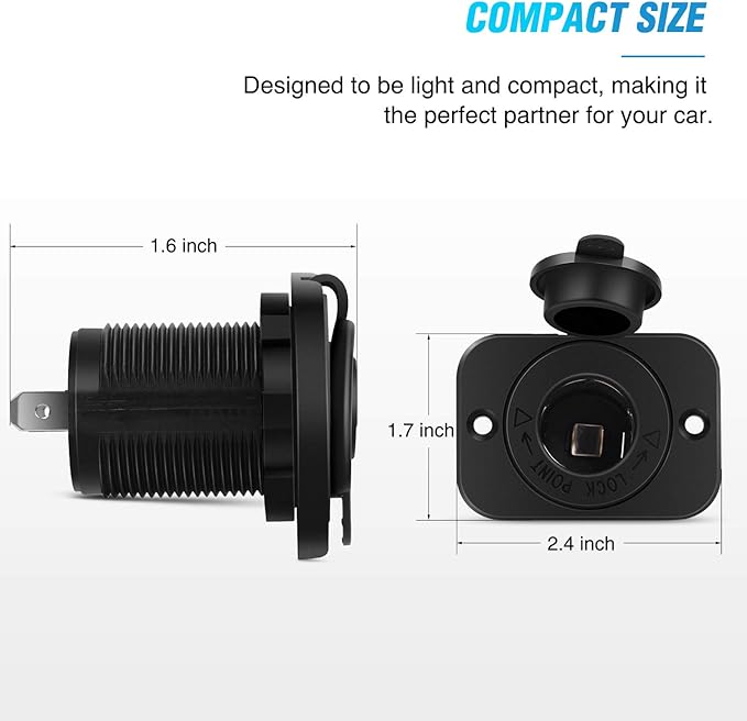 Nilight 2 Pack Car Cigarette Lighter Socket DC 12V Waterproof Power Outlet Adapter Replacement with Terminals Wires and Screws for Marine Boat Motorcycle, Boat, Car,Truck, RV, ATV