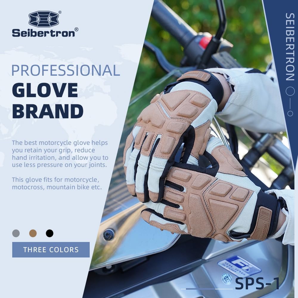 Seibertron SPS Series Touchscreen Motorcycle Motocross BMX ATV MTB Bicycle Cycling Full or Half Finger Gloves Adult and Youth