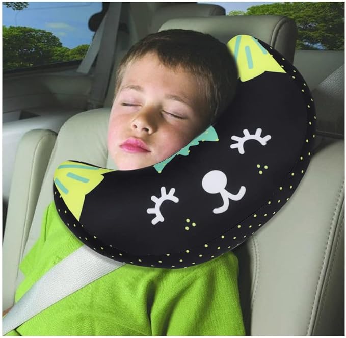 Kids Seat Belt Pillow Soft Car Seat Neck Support Pillow Pad Safety Belt Strap Cover Headrest Travel Cushion for Auto Airplane Pushchair