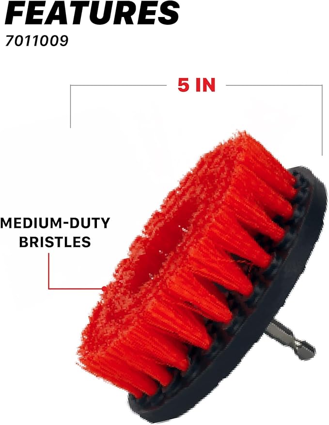Maxshine 2", 4", & 5" M8 Medium-Duty Upholstery Carpet Brush with Drill Attachment Set – Power Scrubber Attachment for Car Detailing – Removes Grime, Stains & Spots from Fabric, Seats & Carpets