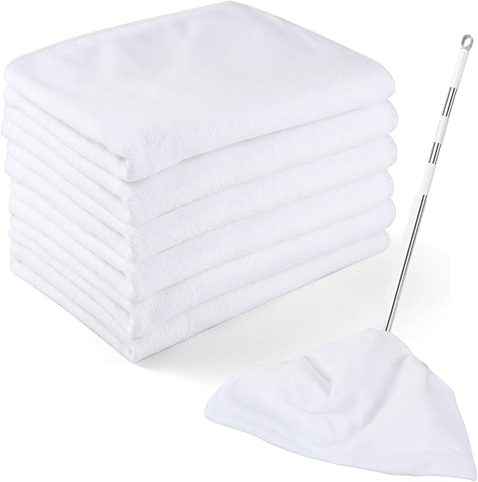 6 Pack Extra Large Microfiber Cleaning Cloths 20"x30", Lint-Free Reusable Towels for Home, Glass, Windows, Office, Kitchen, Bathroom – White