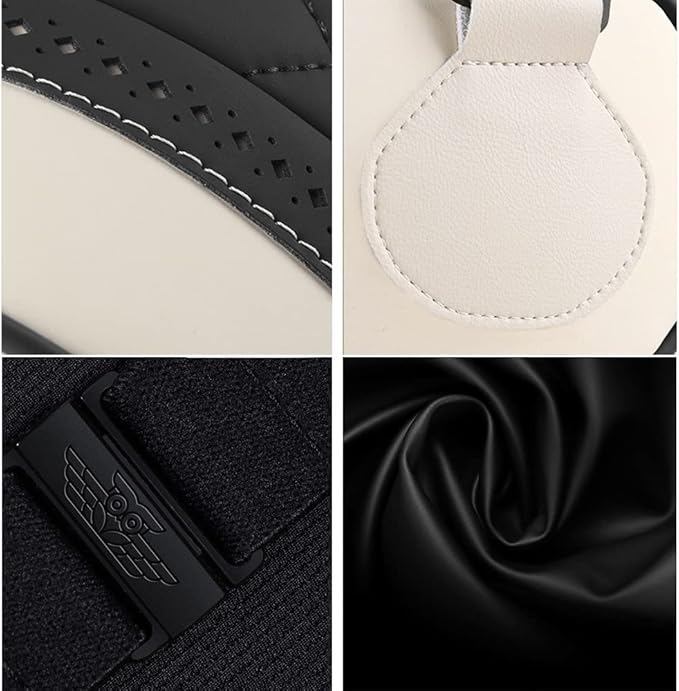 LUNDA Luxury Car Neck Pillow Car Travel Neck Rest Pillows Seat Cushion Support Napa Leather for Mercedes Benz S-Class headrest （Beige）