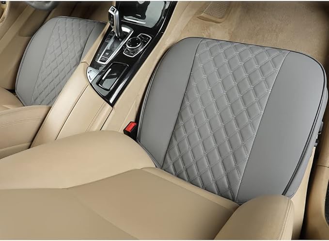 Black Panther PU Car Seat Cover, Front Seat Protector Compatible with 90% Vehicles,Embroidery,Anti-Slip & Full Wrapping Bottom W55cm*D54cm(21.65''*21.26'')(1Piece,Gray)