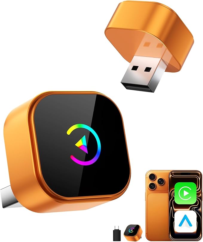 Wireless CarPlay Adapter 2026 Upgraded for iPhone＆Android,2in1 Mini CarPlay Wired to Wireless with Fast Stable Connection,Plug & Play,WLAN Dual-Band 2.4G+5.8G,No Delay,USB-A/USB-C