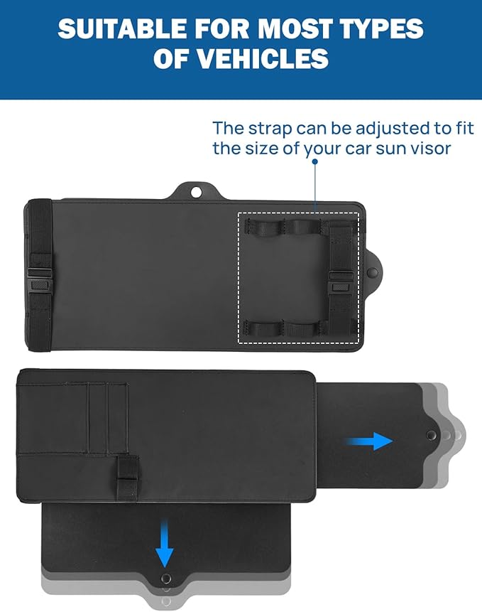 JOYTUTUS Car Sun Visor Extender,Universal Visor Sun Blocker UV400, Car Sun Visor Extension Side Sunshade,Anti-Glare Visor for Safe Driving(Black,2 Pack)