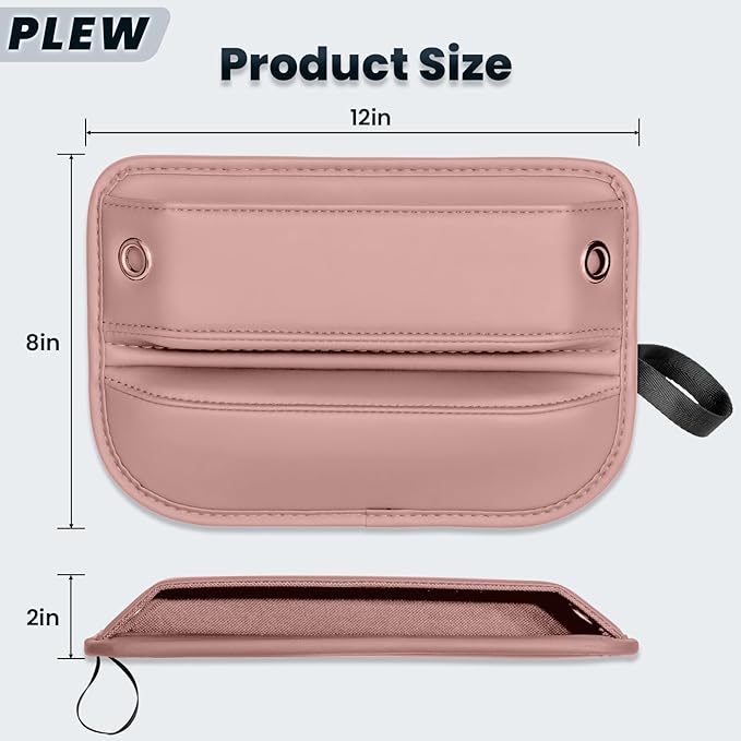 2-Pack Car Seat Gap Filler Organizer - Upgraded Anti-Slip Strap Design - Premium Leather Side Console Pocket - Prevent Phone Falling - Universal Fit Car Essentials for SUV, Truck & Sedan,Pink