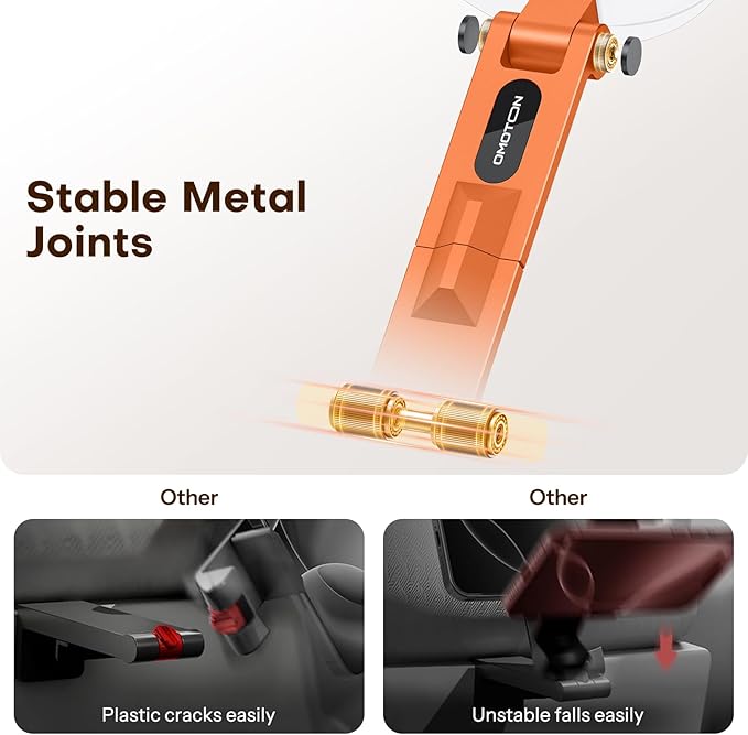 OMOTON TP02 360°Rotating for MagSafe Tripod Mount, Adjustable Aluminum Magnetic Phone Tripod for iPhone 17/16/15/14 Pro Max Air, Foldable Cell Phone Stand Fits Vlog, Gym, Travel Essentials, Orange