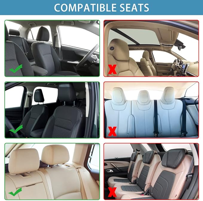 Car Neck Pillows Diamond Seat Auto Headrest Cushion Head Rest Neck 2 Pack Headrest Fit for Most Cars Universal Car Pillow Support Relax Crystal Rhinestone Pu Leather Bling Interior(Black)