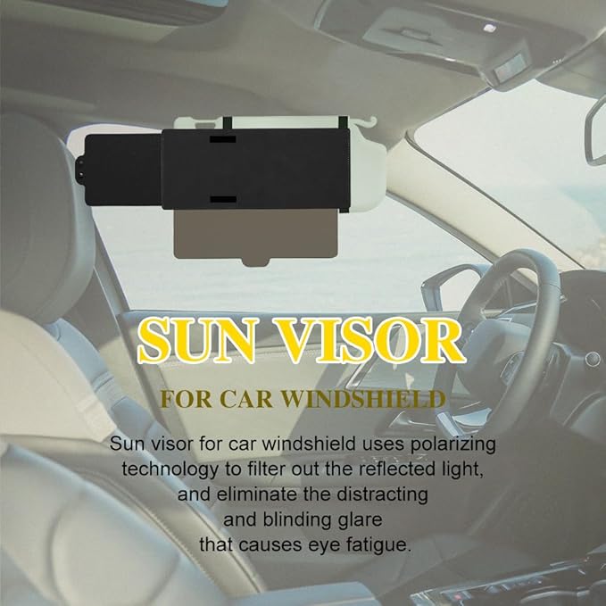 Polarized Car Sun Visor Extension with PC Lens and Side Sunshade, Anti-Glare Visor for Most Cars (Dark Brown)