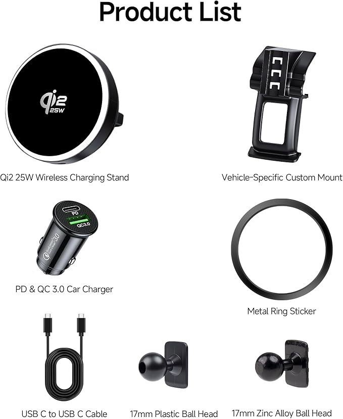 Qi2.2 Max 25W Fast Wireless Car Charger Phone Holder for 2016-2021 Honda Civic Accessories, 360° Rotation Phone Mount Compatible with MagSafe, Cell Phone Holder Does Not Affect Air Vent