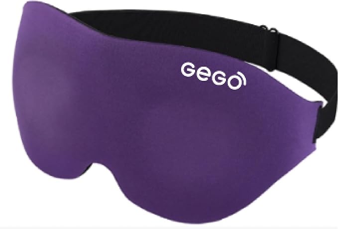 GEGO Premium Travel Kit, Sleep Mask 3D Contoured Eye with Soft Memory Foam, Luggage Tag Waterproof Resistant and Strap with Lock for Luggage TSA Approved (Sleep Mask Purple/Luggage Tag Purple)