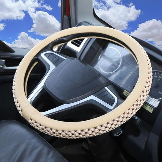 15" 16" 17" 18" 19" 20 Inch Ice Silk Ventilation Multi-Style Comfy Grip Steering Wheel Cover for Truck, Bus, Big Rig Trucker,SUV， Anti-Slip Design 16-20 Inch (White, 20 inch)