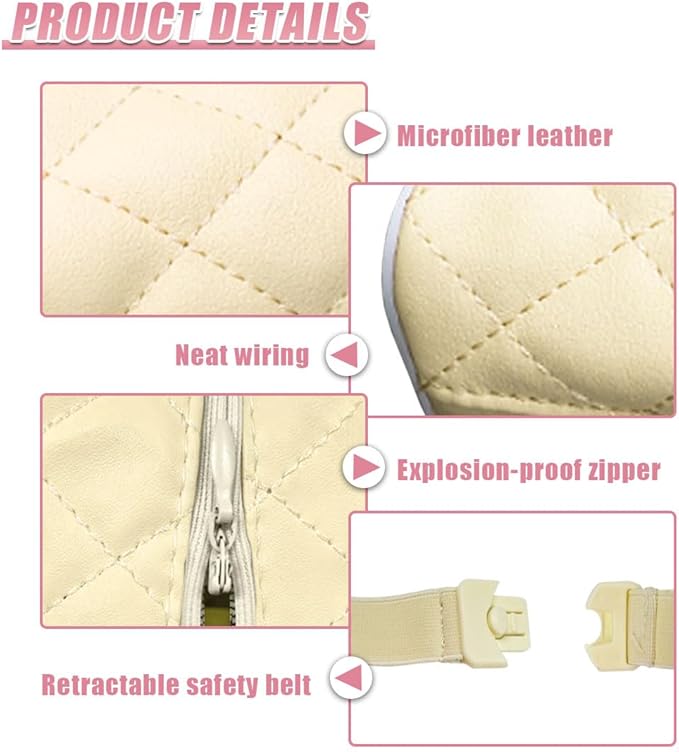 Car Tissue Holder, Soft PU Leather Auto Backseat Napkin Holder, Rectangle Hanging Tissue Box for 100-150 Standard Tissues, Universal Car Interior Storage & Organization Accessories (Beige)