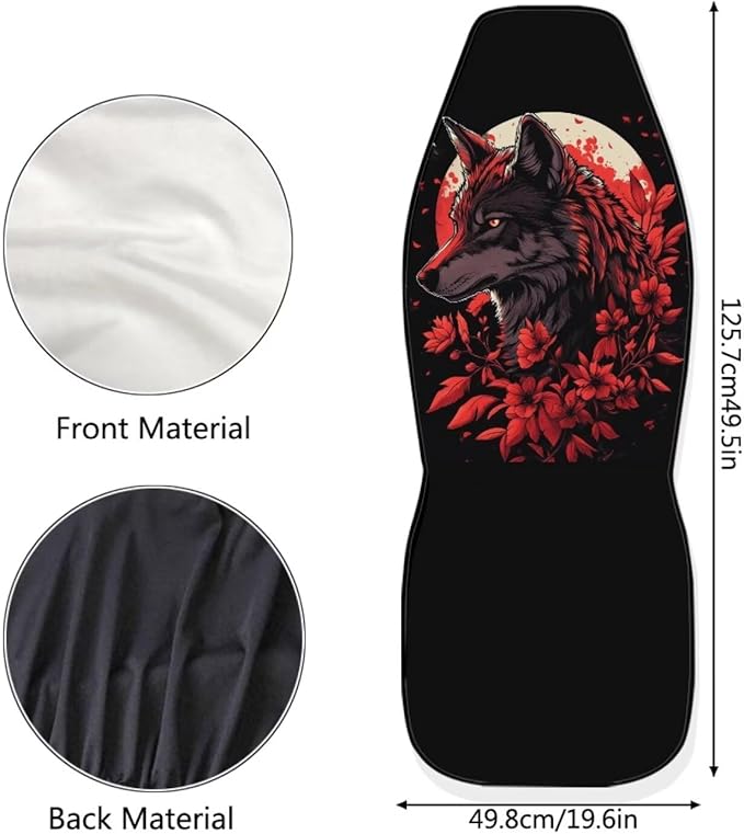 BIGCARJOB Wolves Car Seat Cover Full Set Universal Fit Car Interior Accessories Set Rose Auto Seat Cover Women Auto Interior Seat Protector Saddle Blanket