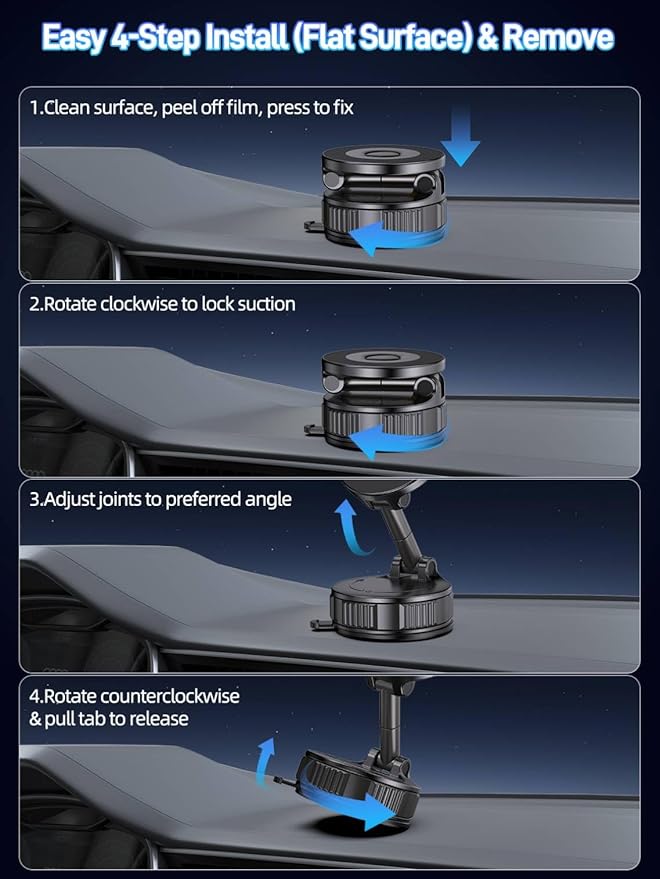 Car Phone Holder Compatible with Magsafe [60+LBS Strongest Suction & 2800gf Magnetic] 360° Adjustable Car Phone Mount, Phone Holders for Your Car for iPhone 17 Pro Max 16 15 14 13 12 Air Plus