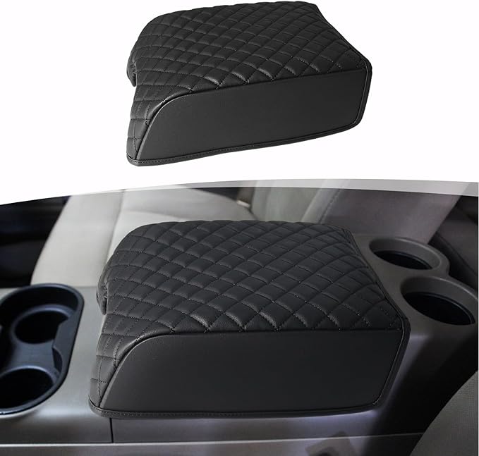 Center Console Cover for F150 XL XLT 2004-2014, Ford Expedition 2007-2017, Lincoln Mark LT 2006-2008, PU Leather Middle Console Cover Armrest Protector, Anti-Scratch, Black