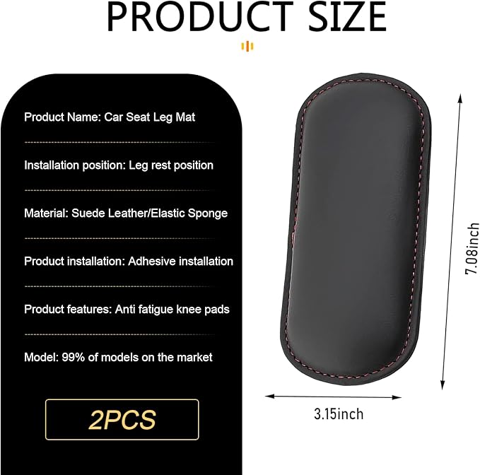 WZP 2PCS Car Door Armrest Pads, Soft Leather+Memory Foam Car Knee Pads, Arm Rest Elbow Cushion with One-Piece Molding, Universal Car Interior Accessories for Arm Support Protect (Black)