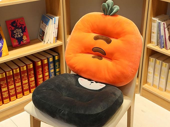 Cartoon Plush Car Booster Seat Cushion, Cute Funny Car Seat Cushion Heightening,Chair Cushion for Office Sofa Living Room (Carrot)