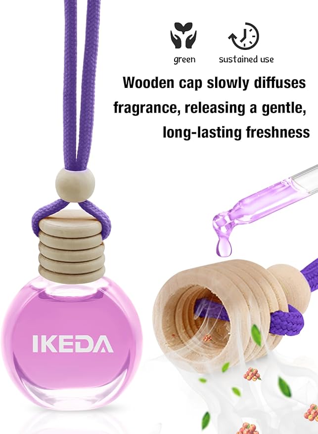 Ikeda Car Air Freshener: Hanging Car Smell Air Freshener | 10ml Hanging Car Perfume | Long Lasting Fragrance | Strong Scents Diffuser for Auto Home (White Peach)