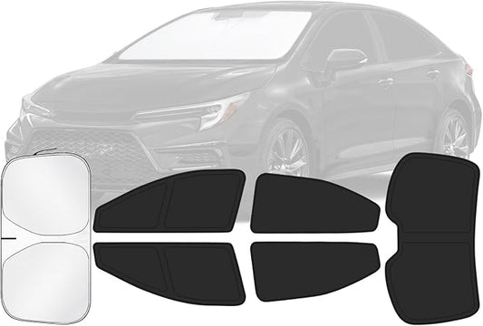 Car Window Shades for Toyota Corolla 2020-2024 Accessories - Full Set 6PCS Side Window Sunshades with Memory Frame & Blackout Fabric, Privacy UV Shield for Camping/Travel