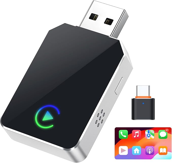 Wireless CarPlay Adapter for iPhone, 2026 Upgraded 2-in-1 Android Auto CarPlay Wireless Adapter, Convert Wired to Wireless, Fast & Stable, Plug & Play, Compatible with Factory Wired CarPlay Cars 2016+