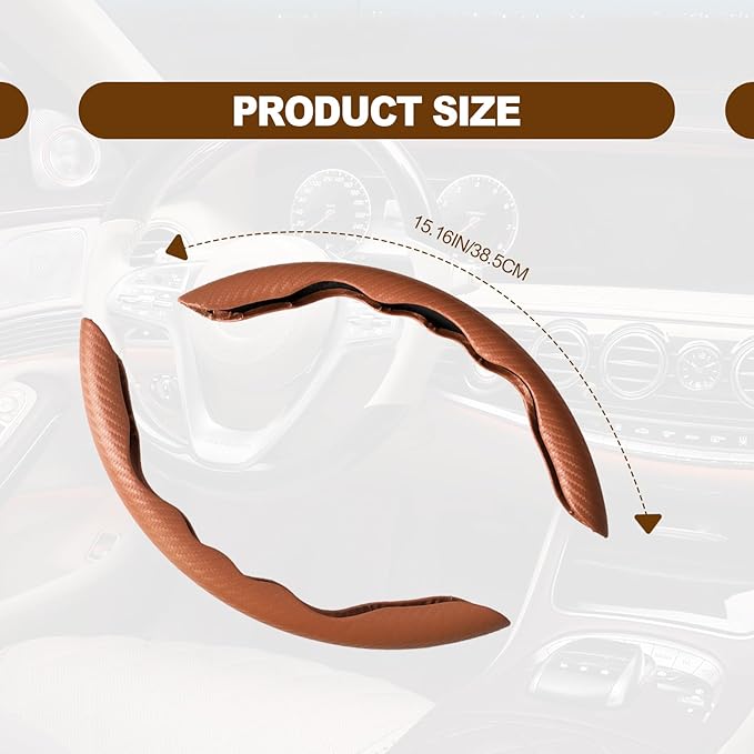 Car Interior Accessories Butterfly Steering Wheel Cover Car Carbon Fiber Anti-Skid Steering Wheel Cover (BROWN)