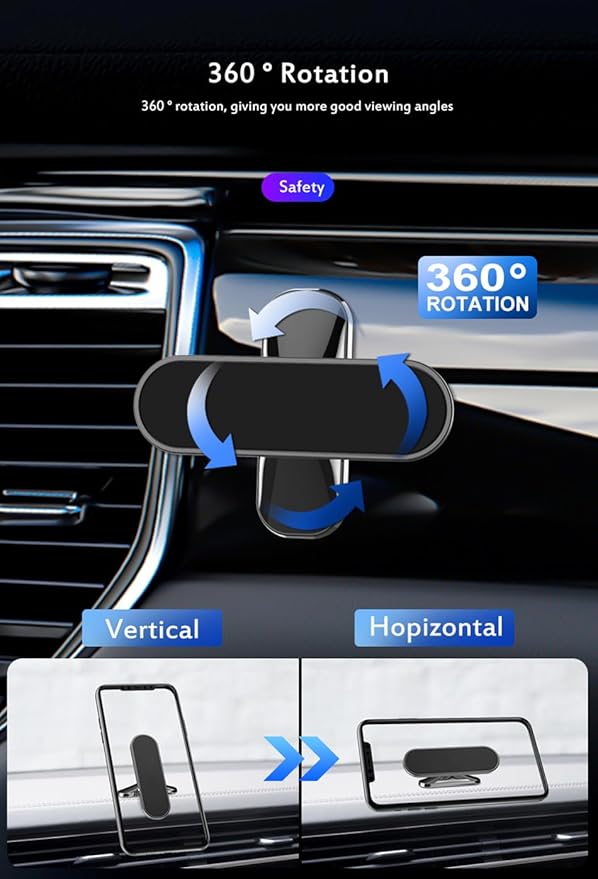 Car Phone Holder 2pcs, Magnetic Car Phone Holder, 360° Rotation Capable, Suitable for General Smartphones