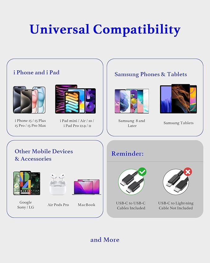25W Type C Charger Fast Charging 10 ft, USB C Charger Block & Android Phone Chargers Cord 10 Foot for Galaxy S25 Ultra/S25/S25+/S24 Ultra/S24/S24+/S23/S22 Ultra