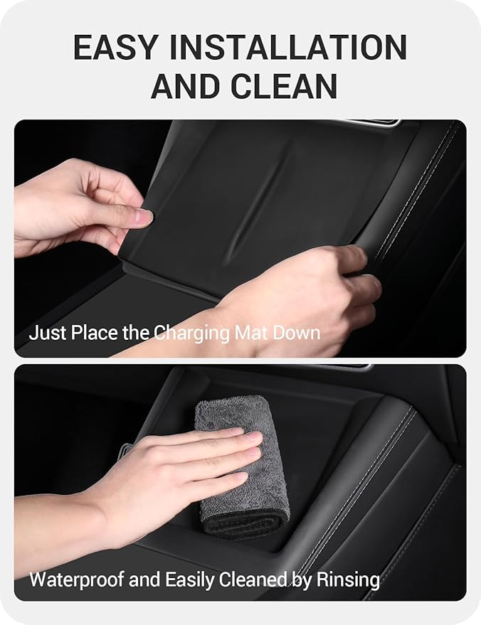 BASENOR 2026 Upgrade Center Console Wireless Charger Mat for 2024 2025 2026 Model 3 Highland Silicone Cover Wireless Charging Phone Pad [Proprietary Design] Interior Accessories