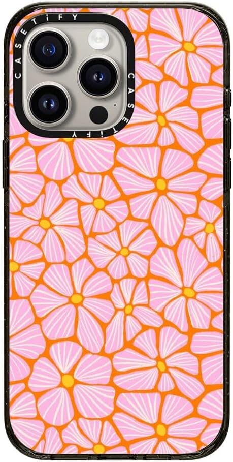 CASETiFY Impact iPhone 15 Pro Max Case [Slim/Compatible with Magsafe / 8.2 ft. 4X Military Grade Drop Protection] - Mosaic Flowers by Sandra Hutter - Clear Black