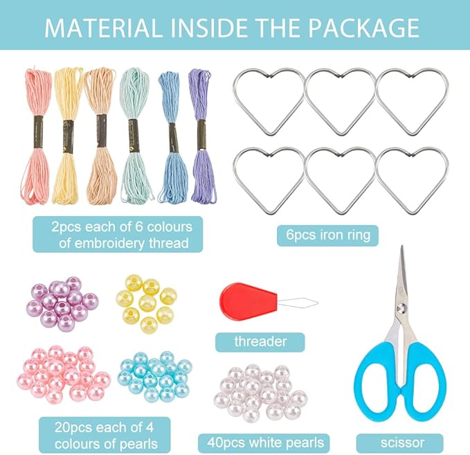 INFUNLY 6 Sets Dream Catcher Kit - Heart Small DIY Dream Catcher Making Kit - Boho Car Charms Pendant Accessories - Rearview Mirror Bag Charm