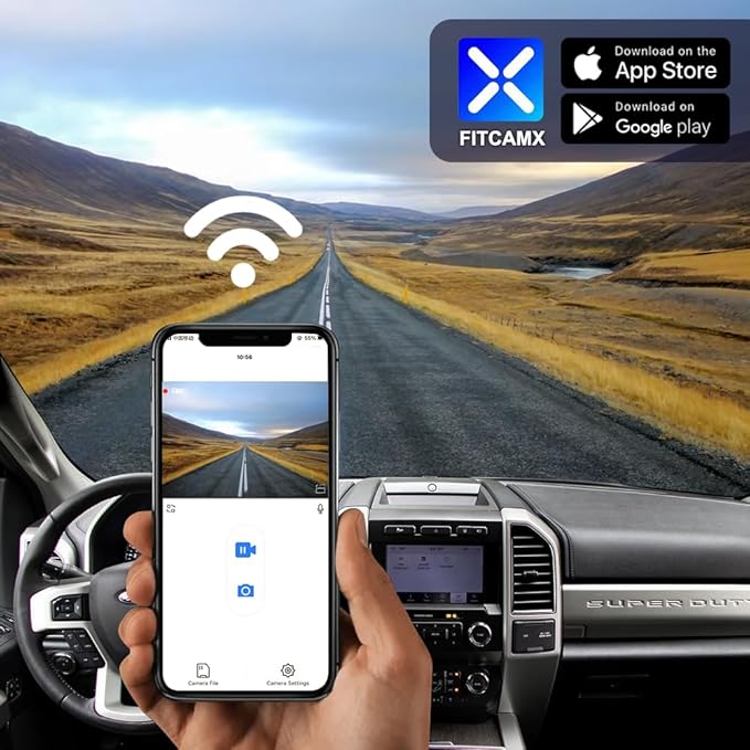 Fitcamx 4K Dash Cam Suitable for Ford F150 2013-2020 (HD2-6275, No Screw Behind Your Cover), Integrated OEM Style, 2160P UHD Video, Loop Recording, WiFi & APP, G-Sensor, Plug & Play, 64GB Card