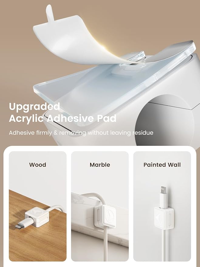 Magnetic Cord Organizer, 6 Pack Adhesive Charging Cable Clips Holder for Nightstand, Easy Secure Cord Keeper Cable Clips Wire Management for Phone, Home, Office, Desk| Universal Fit| Strong Magnet