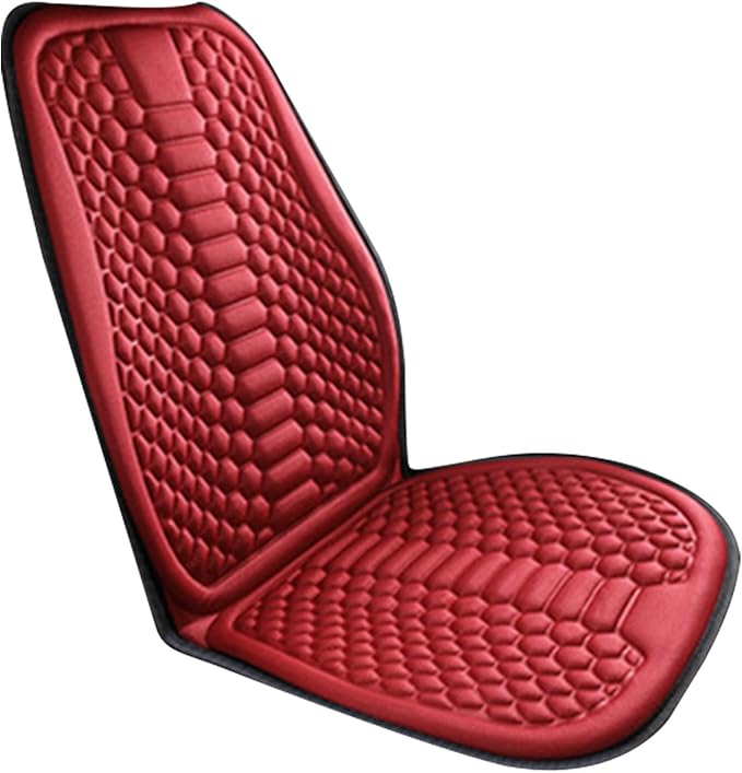 Car Seat Cushion Front Seat, Breathable Lumbar Support Car Seat Cushion for Long Sitting, Non-Slip Car Seat Pad (Red)