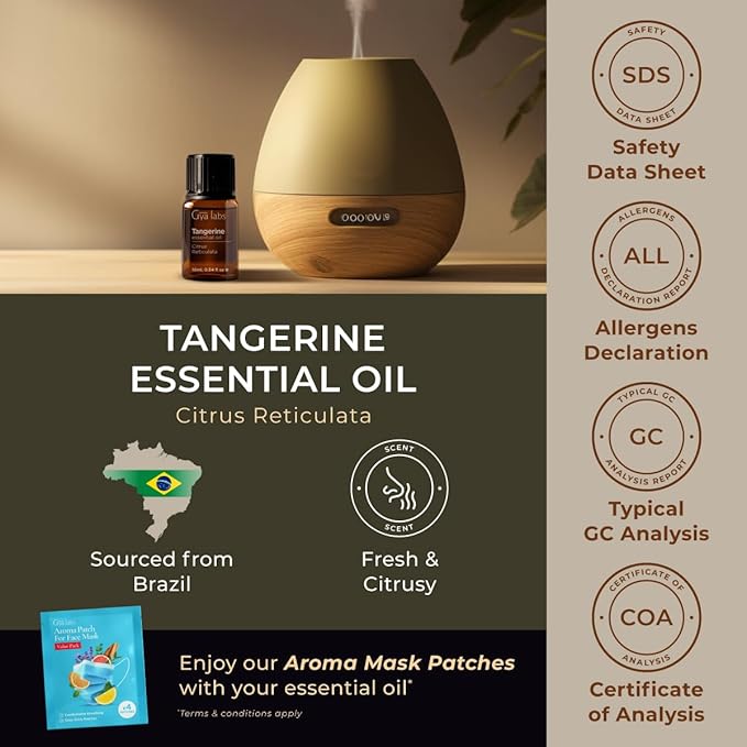 100% Pure Tangerine Essential Oil - 0.34 Fl Oz - Tangerine Oil for Hair, Skin, Diffuser, Aromatherapy & DIY Candle Making Scent