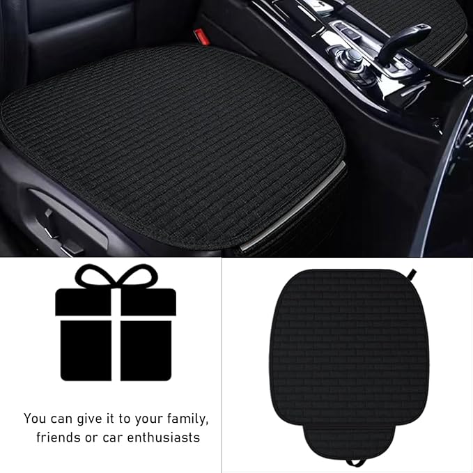2PCS Car Seat Bottom Cover Pad, Comfortable Auto Front Seat Button Cushion Pad with Pocket, Breathable Vehicle Seat Protector Mat, Universal Truck SUV Van Car Accessories (Black)
