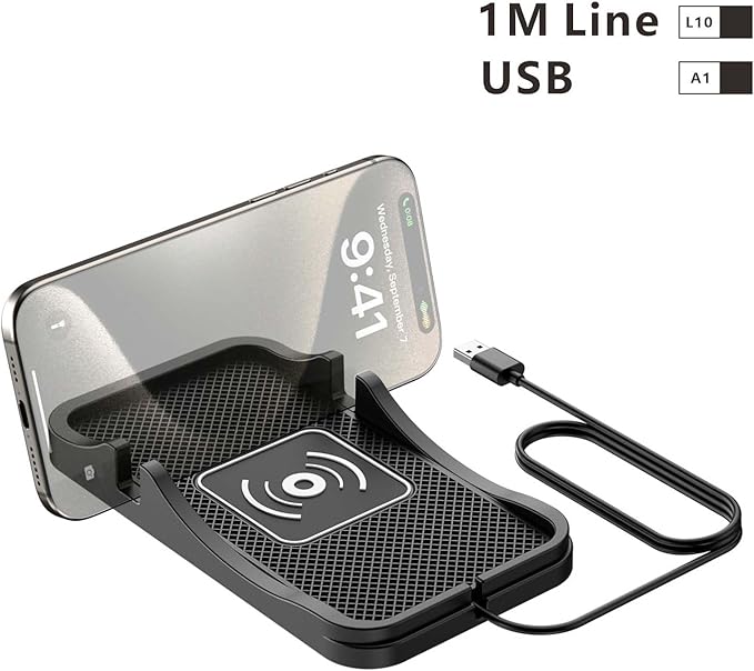 Wireless Car Charger for Hyundai Santa Fe 2001-2026, Charging Station 2-in-1, Wireless Charging Stand Phone, Magnetic Wireless Charger,1M-USB