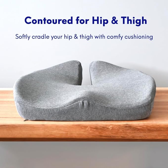 C CUSHION LAB Patented Pressure Relief Seat Cushion for Long Sitting Hours on Office/Home Chair, Car, Wheelchair - Extra-Dense Memory Foam for Hip, Tailbone, Coccyx, Sciatica - Wellness Green