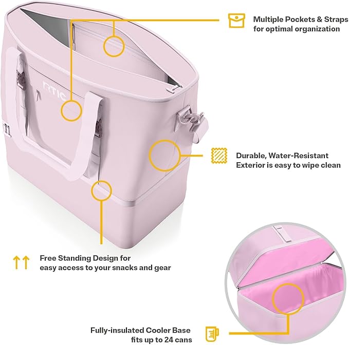 RTIC 2-in-1 Chillout Bag Soft Insulated Cooler Tote, Portable, for Lunch, Beach, Travel, Drink, Beverage, Car, Camping, Picnic, 24-Can Capacity,