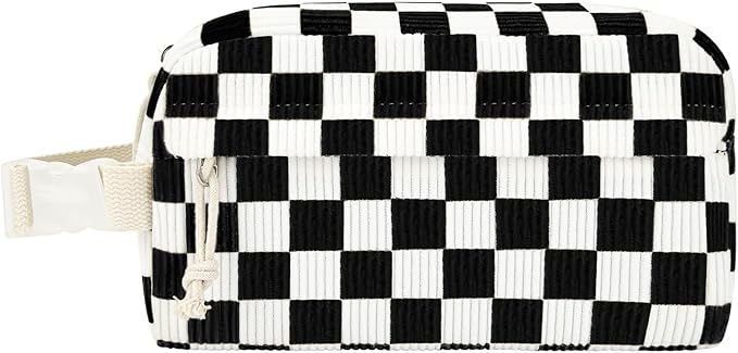 Small Insulated Snack Bag Lunch Bag for Kids Lunch Box for Women/Men, Collapsible [3L/5-Can] Reusable Lunch Bag Cooler Bag for Bottle with Handle Buckle for Work/School, Black Checkered