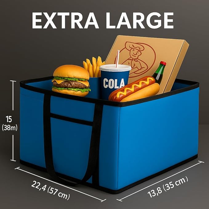 XXXL Insulated Food Delivery Bag Cooler Bags Keep Food Warm Catering Therma for doordash Catering Cooler Bags Keep Food Warm Catering Therma Catering Shopper hot Blue Blue…