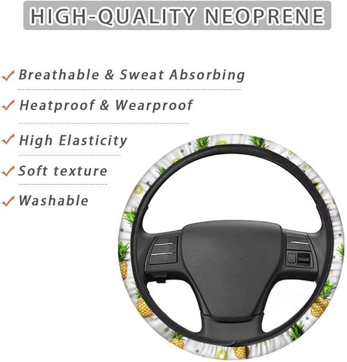 AFPANQZ Tie Dye Car Steering Wheel Covers Breathable Sweat Absorption Comfort Grip Stretch-on Fabric Steering Wheel Protector Non-Slip Machine Washable Rainbow Colored