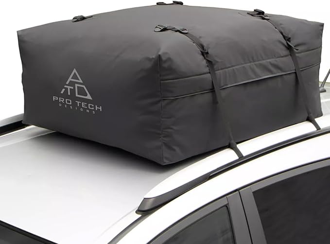 Journeyer - 18 Cubic Feet Weatherproof Rooftop Cargo Carrier for Top of Vehicle, Attaches with or Without Roof Rack 48" L x 36" W x 18" H