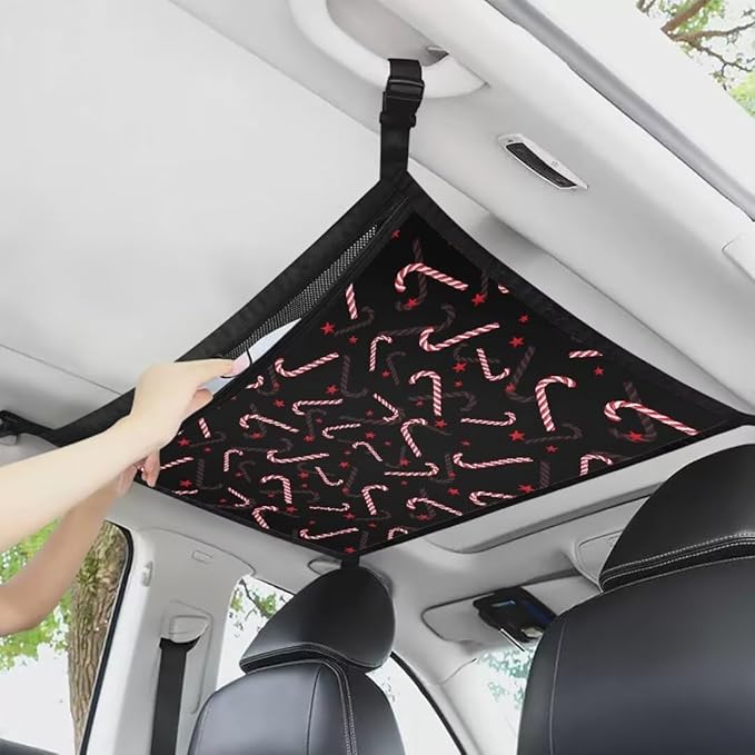 Candy Canes Car Roof Storage Bag Hanging Car Storage Bag Premium Car Seat Organizer Inner Car Accessories Compatible with Most Vehicles